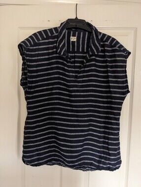 Bridge & Burn Women’s Navy Striped Linen Shirt
